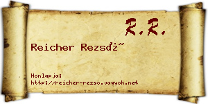Reicher Rezső névjegykártya